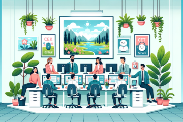 direct staffing alternative for MSPs, drawing of people in a bright office working on computers