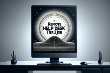 remote help desk tier 2 job written on a laptop screen