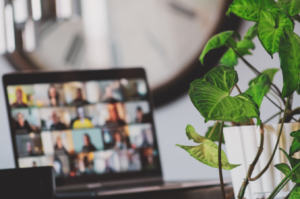 remote-only MSP on an online staff meeting. photo of an laptop screen.